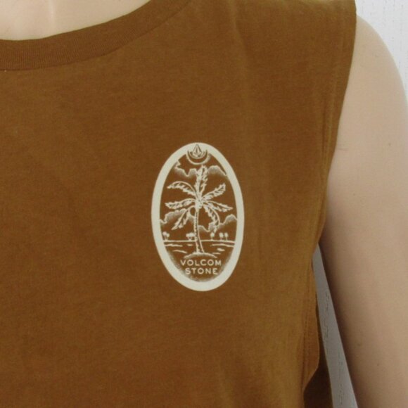 VOLCOM Crop Top Size Medium Sleeveless Graphic Muscle Tee - Picture 5 of 12